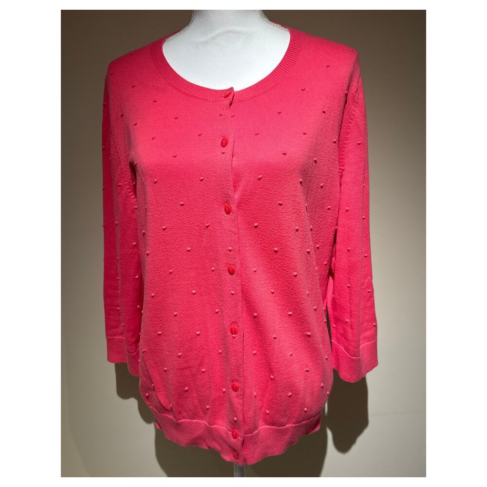 Talbots 100% Cotton Pink Sweater Cardigan Size XL‎